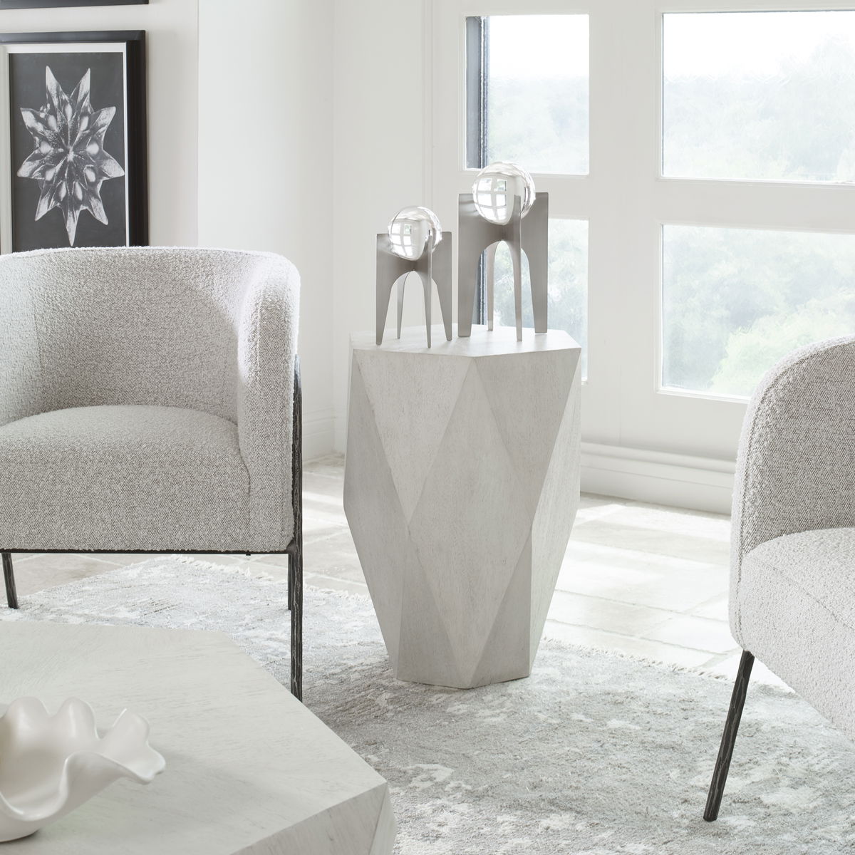 Volker White Side Table, Side & End Table by Uttermost, 18.5" width x 24" height x 17" depth View 2