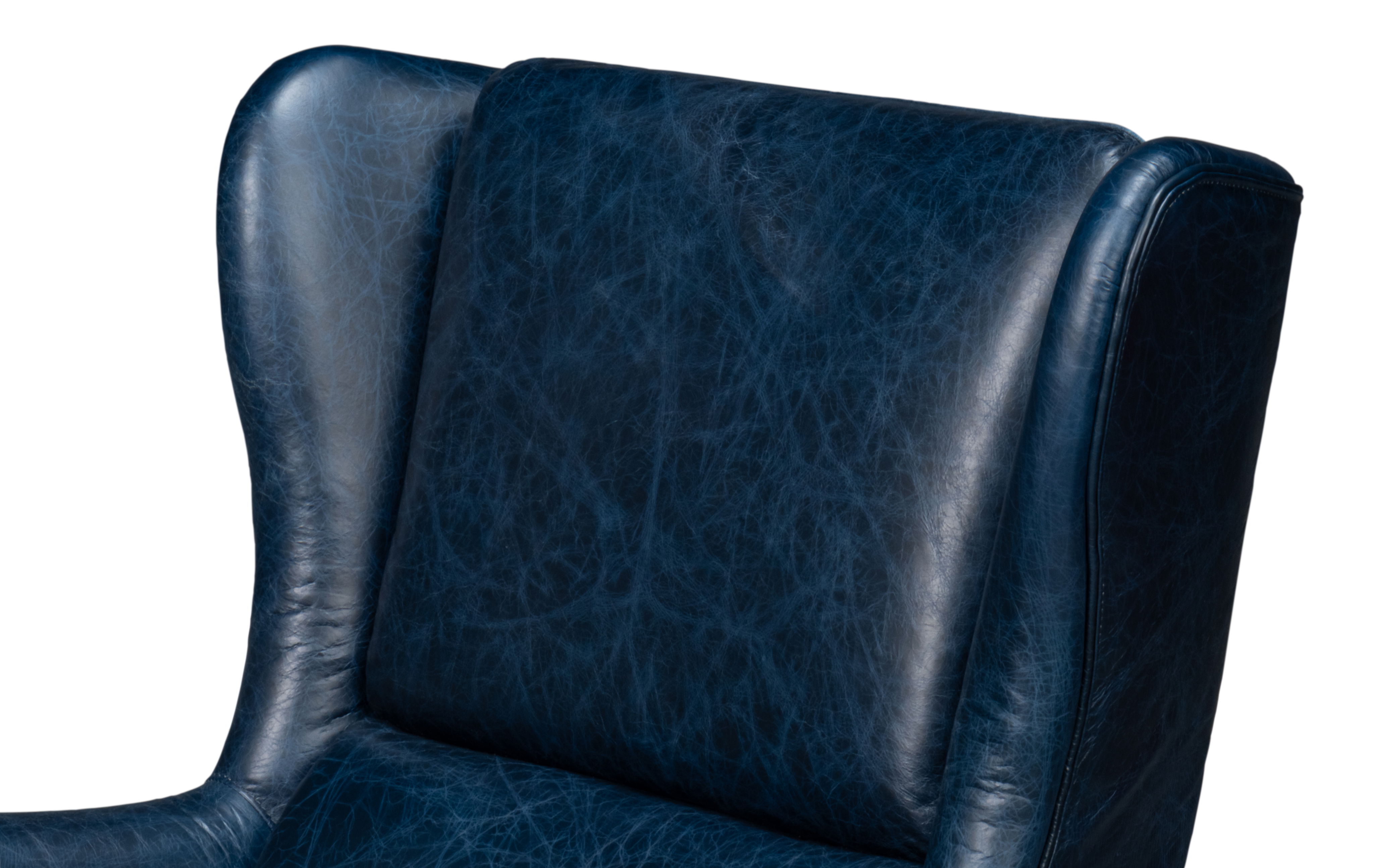 Elite Wing Lounge Chair, Chateau Blue, Seating by Sarreid, 28" length x 36" width x 40" height View 4