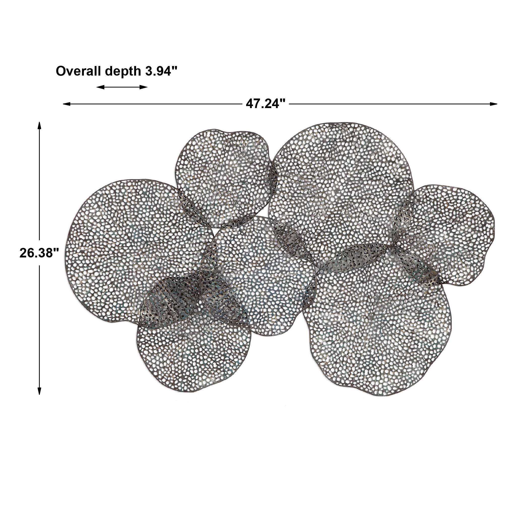 Ripley Metal Leaf Wall Art, Sculptural Wall Art by Uttermost, 47" width x 31" height x 3" depth View 3