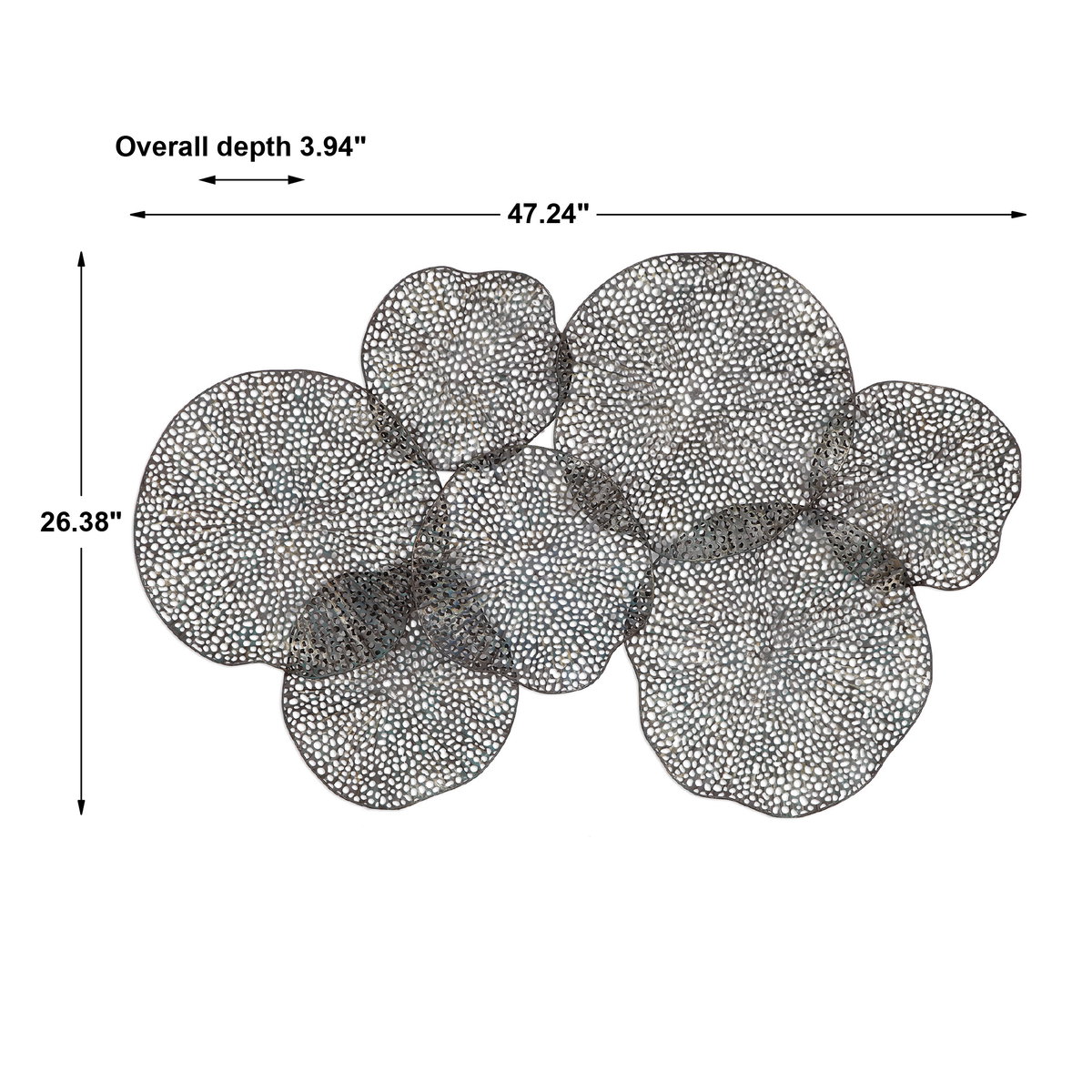 Ripley Metal Leaf Wall Art, by Uttermost, 3'11" width x 2'7" height x 3" depth View 3