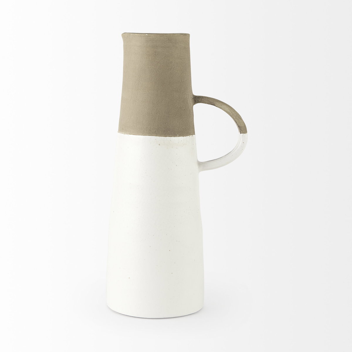 Garand Large 18.8H Two-Toned White Natural Ceramic Jug, Decorative Jar by Mercana, 7.87" length x 6.1" width x 16.54" height View 7