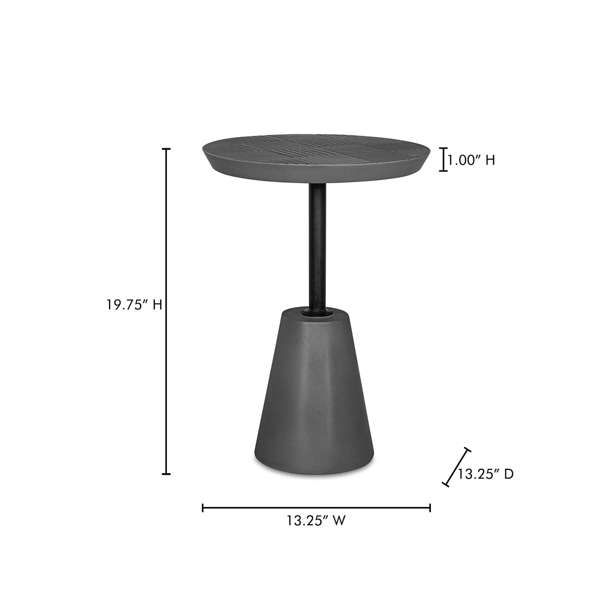 Foundation Outdoor Accent Table Dark Grey, Outdoor Table by Moe's Home, 1'1.25" width x 1'7.75" height x 1'1.25" depth View 6