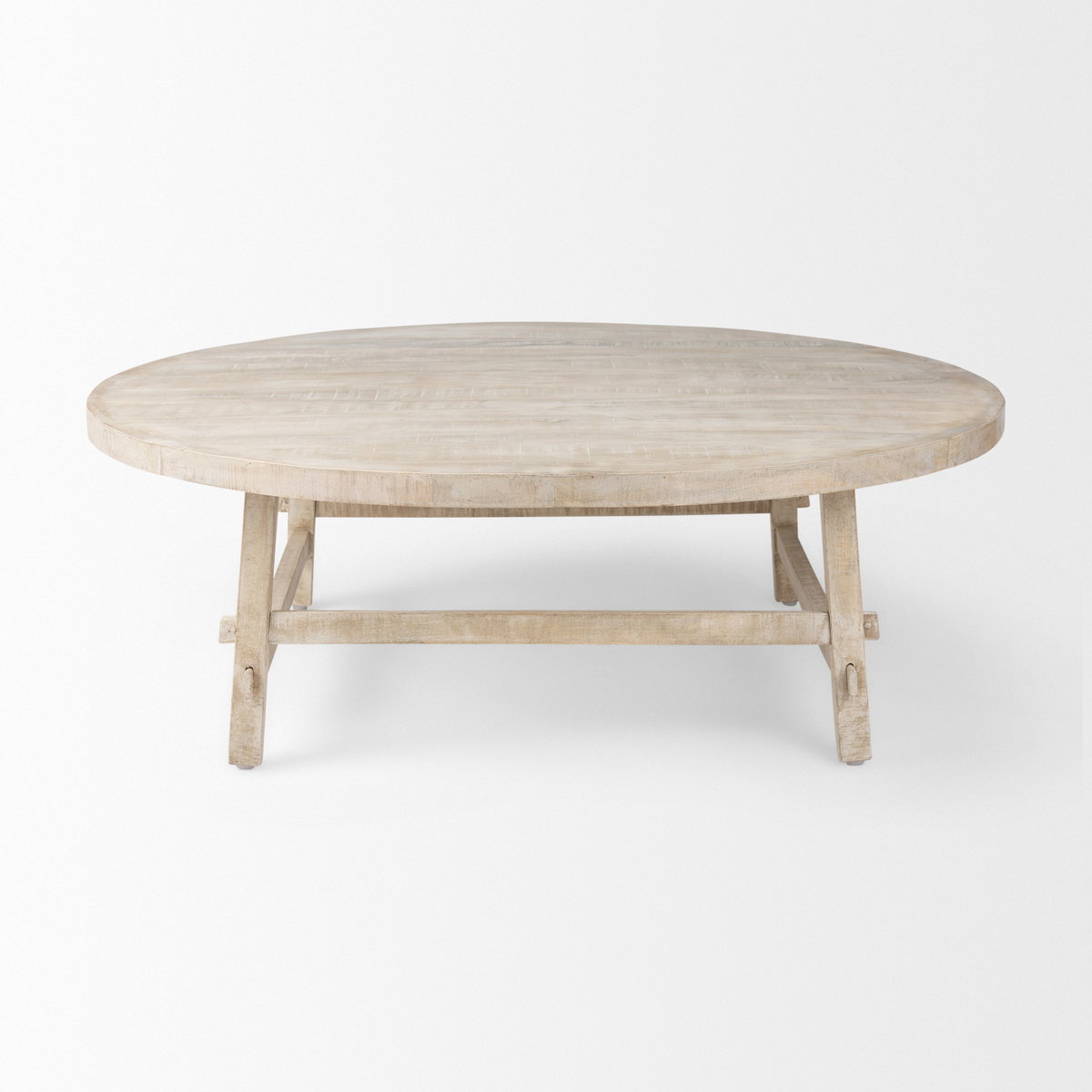 Rosie   Round Blonde Wood Coffee Table, by Mercana, 48" length x 48" width x 16" height View 6