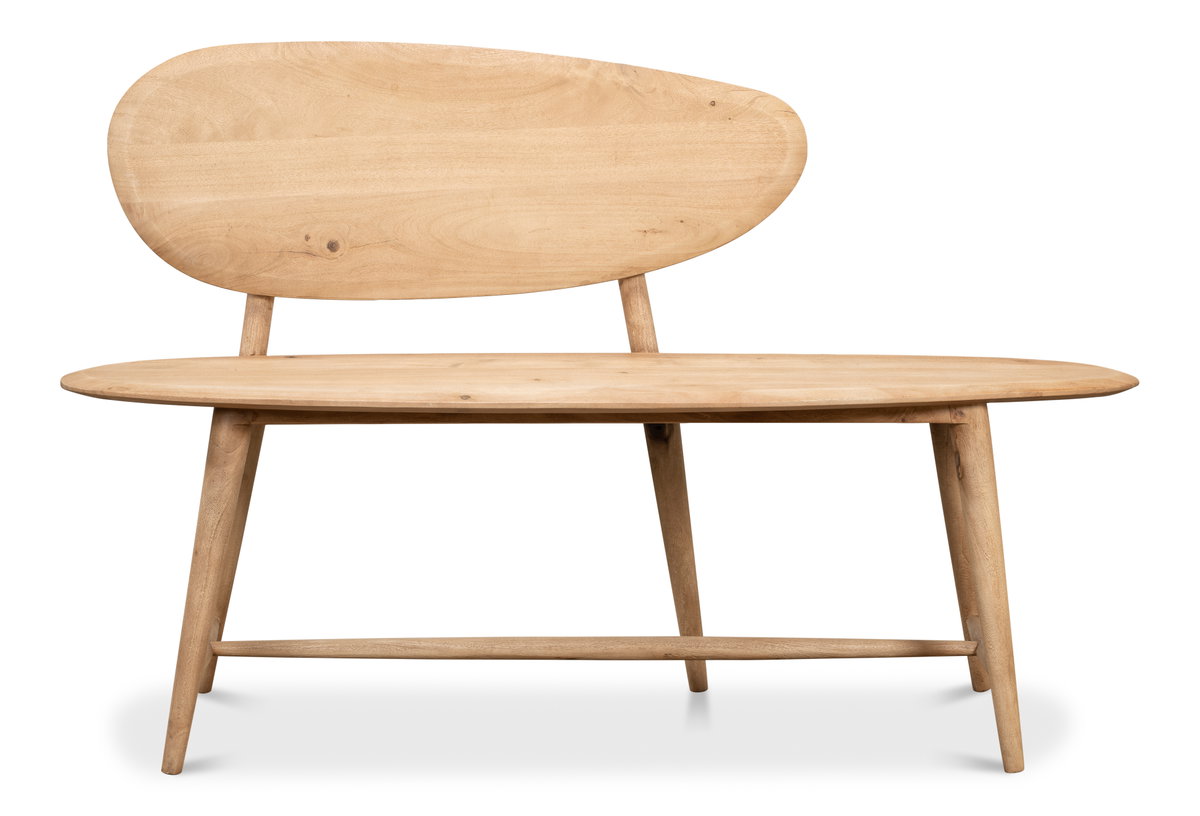 Pebble Bench (1 Back) Lionskin Finish, by Sarreid, 1'3" length x 4'6" width x 2'11" height View 2