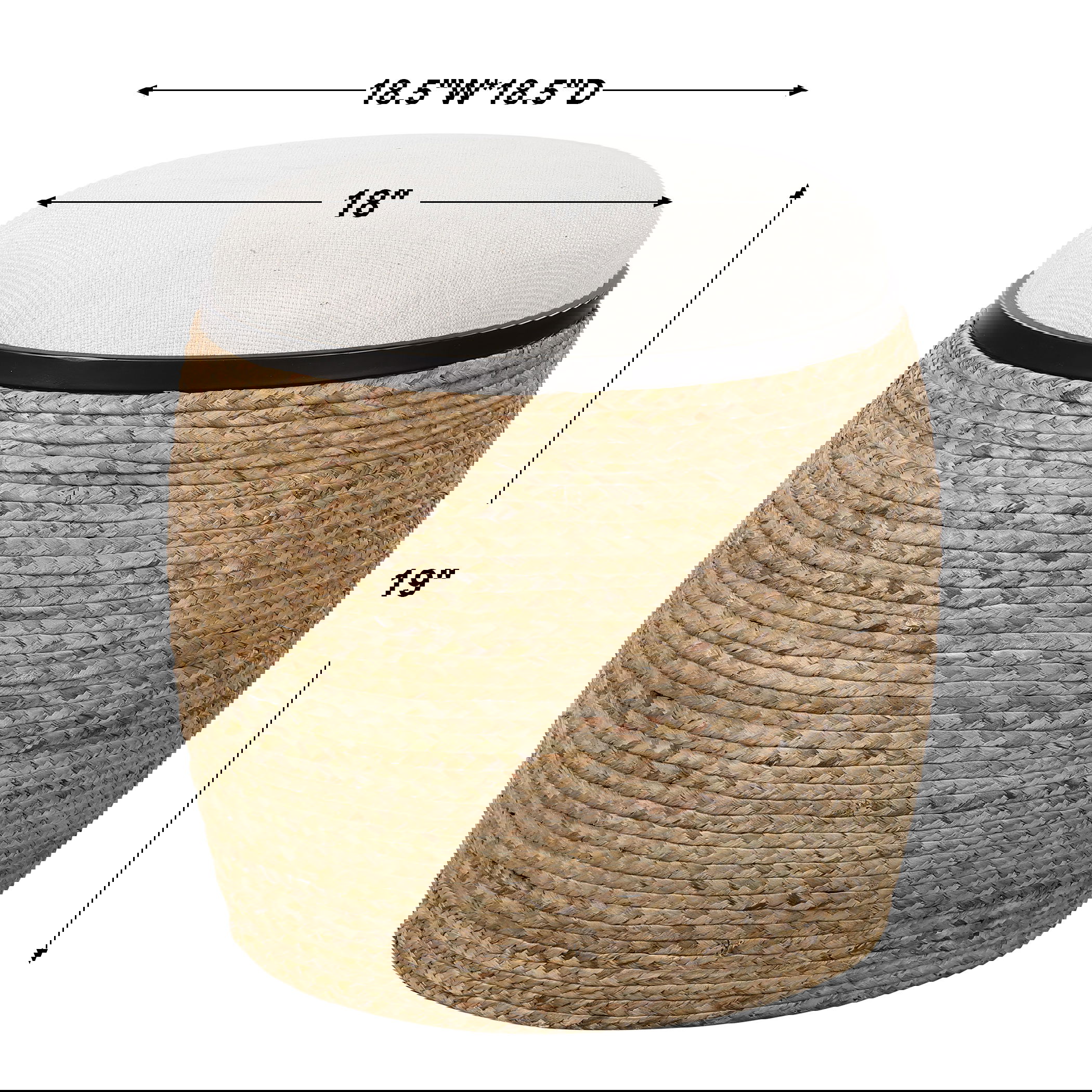 Island Straw Accent Stool, Furniture by Uttermost, 19.5" width x 20.25" height x 19.5" depth View 3