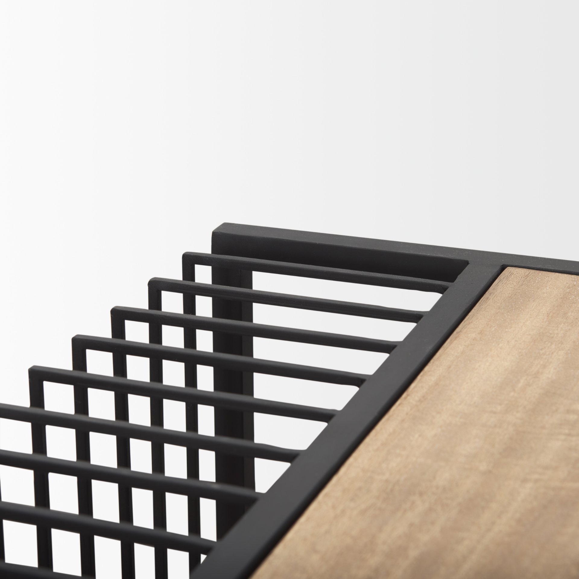 Miles Black Metal with Light Wood Nesting End/Side Table, Side & End Table by Mercana, 22" length x 22" width x 24" height View 10