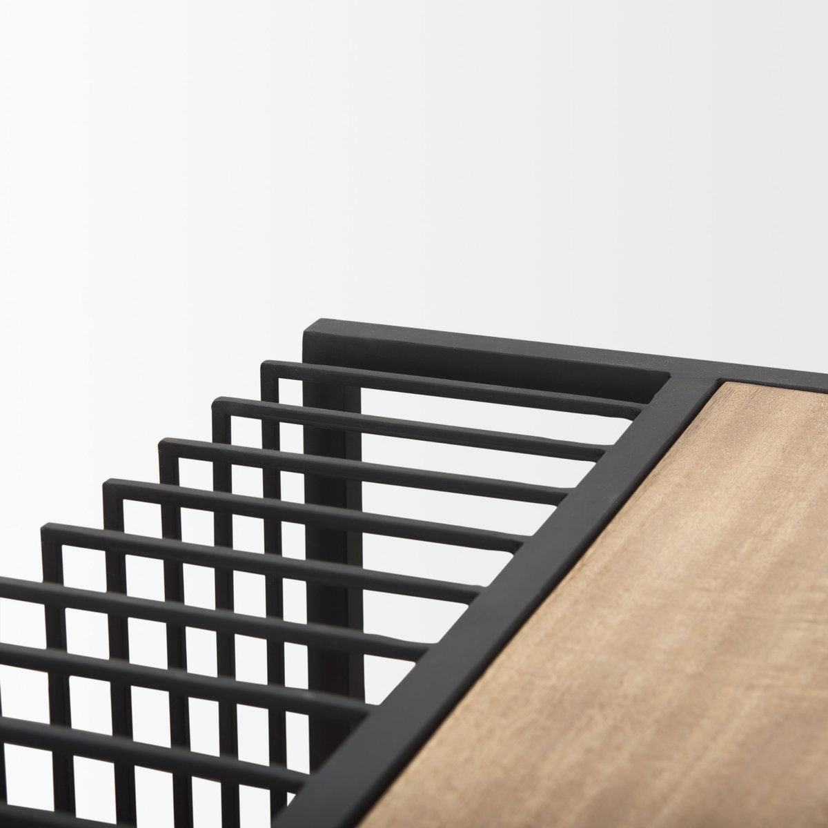 Miles Black Metal with Light Wood Nesting End/Side Table, Side & End Table by Mercana, 22" length x 22" width x 24" height View 10