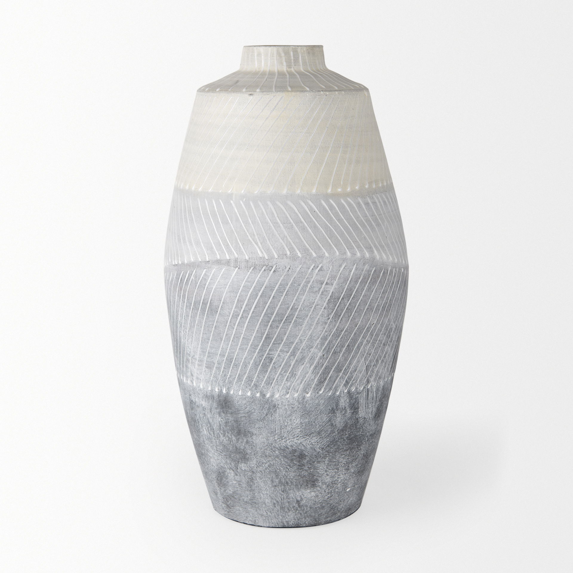 Blume 16.5H Off-White with Gray Textured Vase, by Mercana, 8.27" length x 8.27" width x 16.54" height View 4