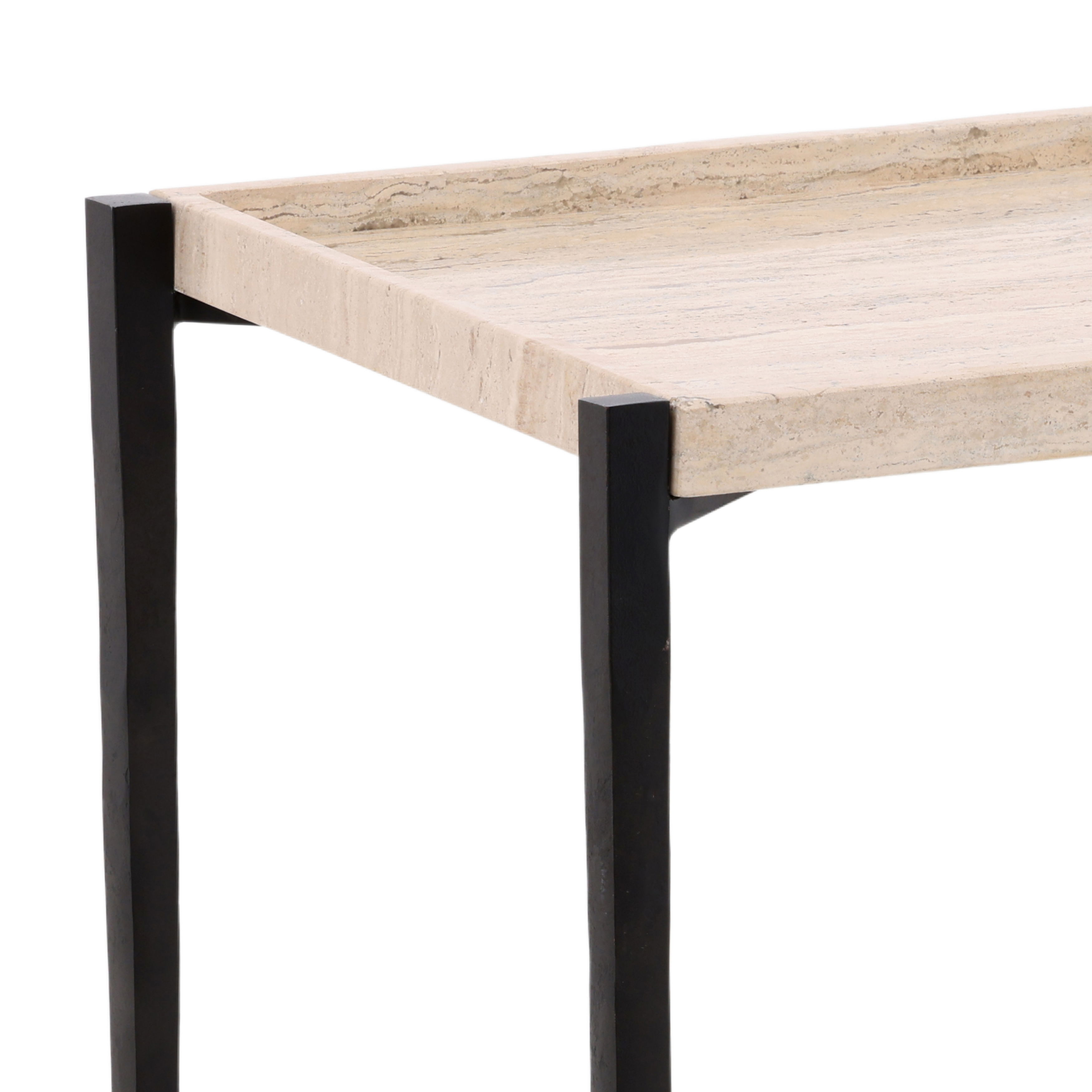 Rice End Table Travertine large image 
