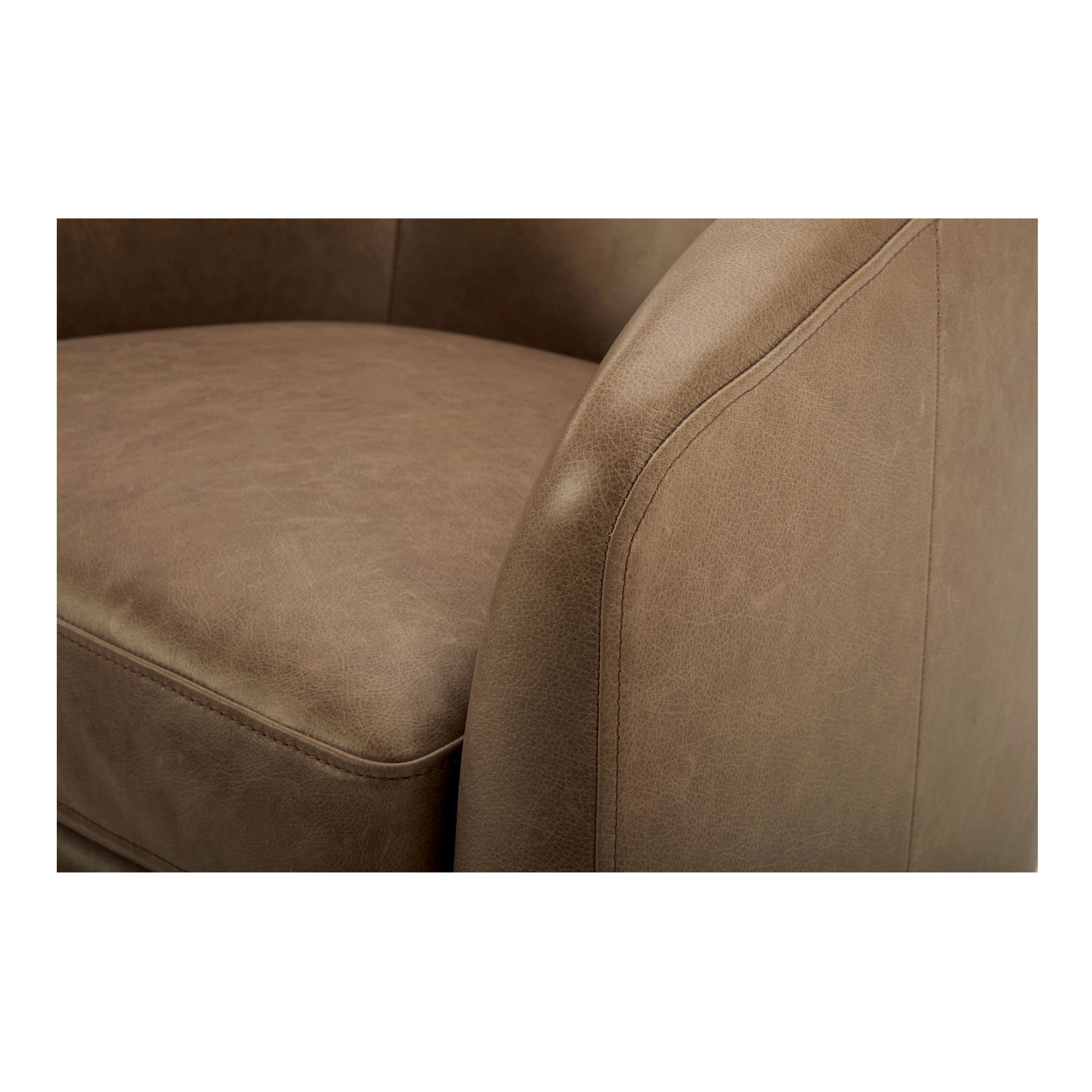 Oscy Leather Swivel Chair Tan, Accent Chair by Moe's Home, 31" width x 28.35" height x 31" depth View 5