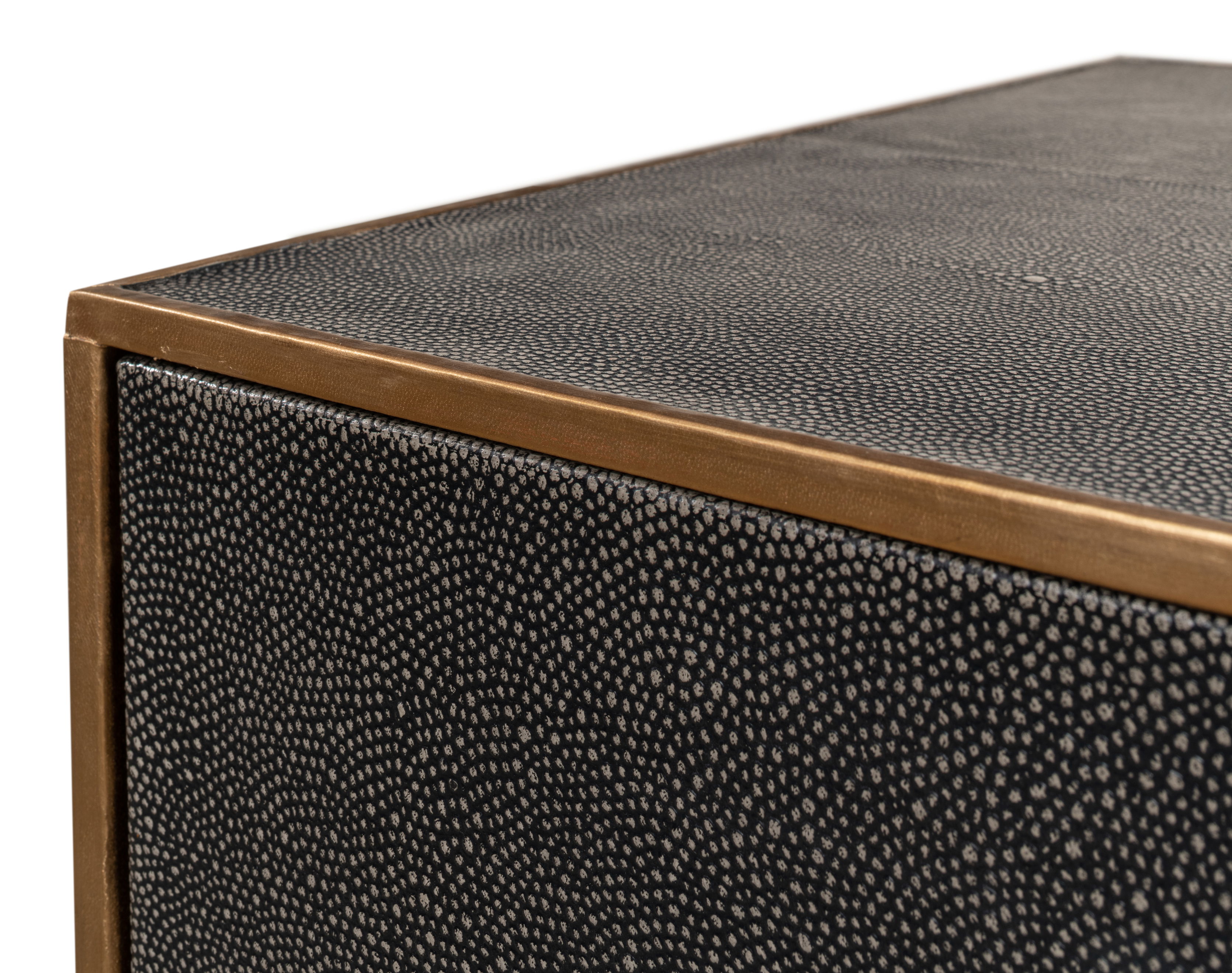 Gideon Shagreen 3 Drawer Side Table, Gry large image 
