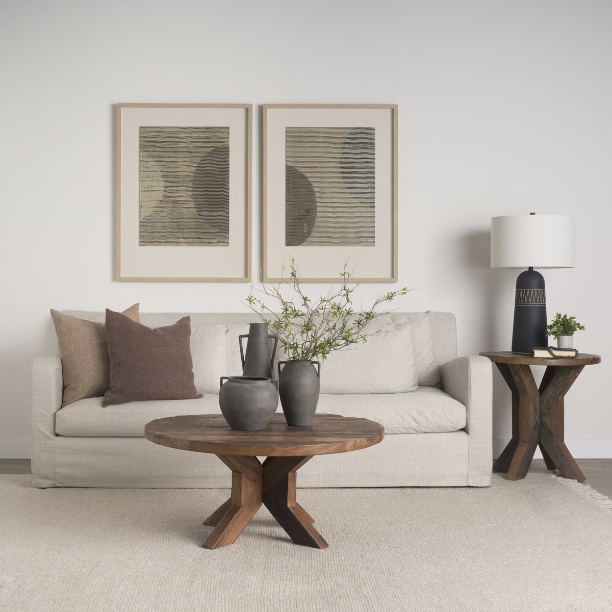 Kilian Tall Matte Brown-Gray Double Ear Vase, by Mercana, 5.91" length x 5.71" width x 16.93" height View 2