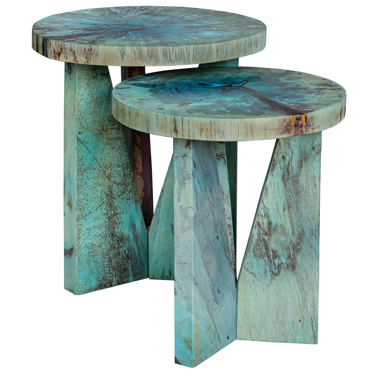 Nadette Blue Nesting Tables Set/2, Side & End Table by Uttermost, 18" width x 21.3" height x 18" depth View 1