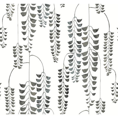 Deco Wisteria Black Metallic Wallpaper