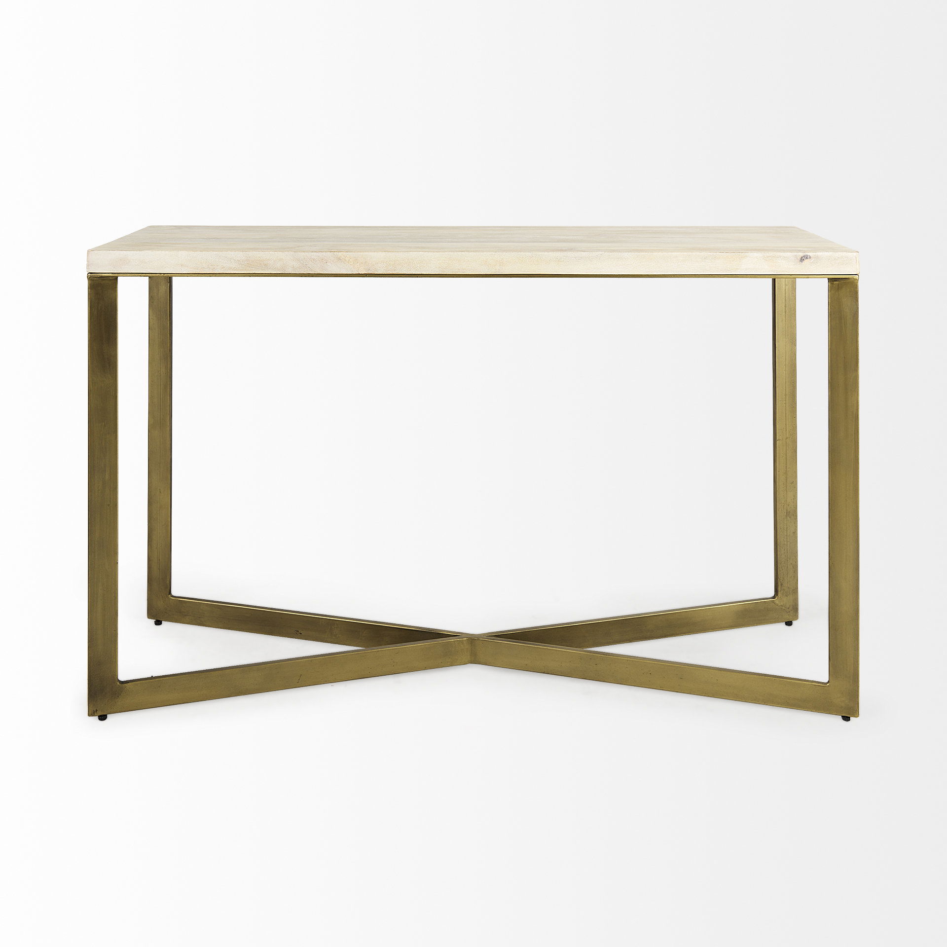 Faye 50L x 15W x 30H Beige Finished Wood with Gold Metal Base Console Table large image 