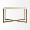 Faye 50L x 15W x 30H Beige Finished Wood with Gold Metal Base Console Table thumbnail 4