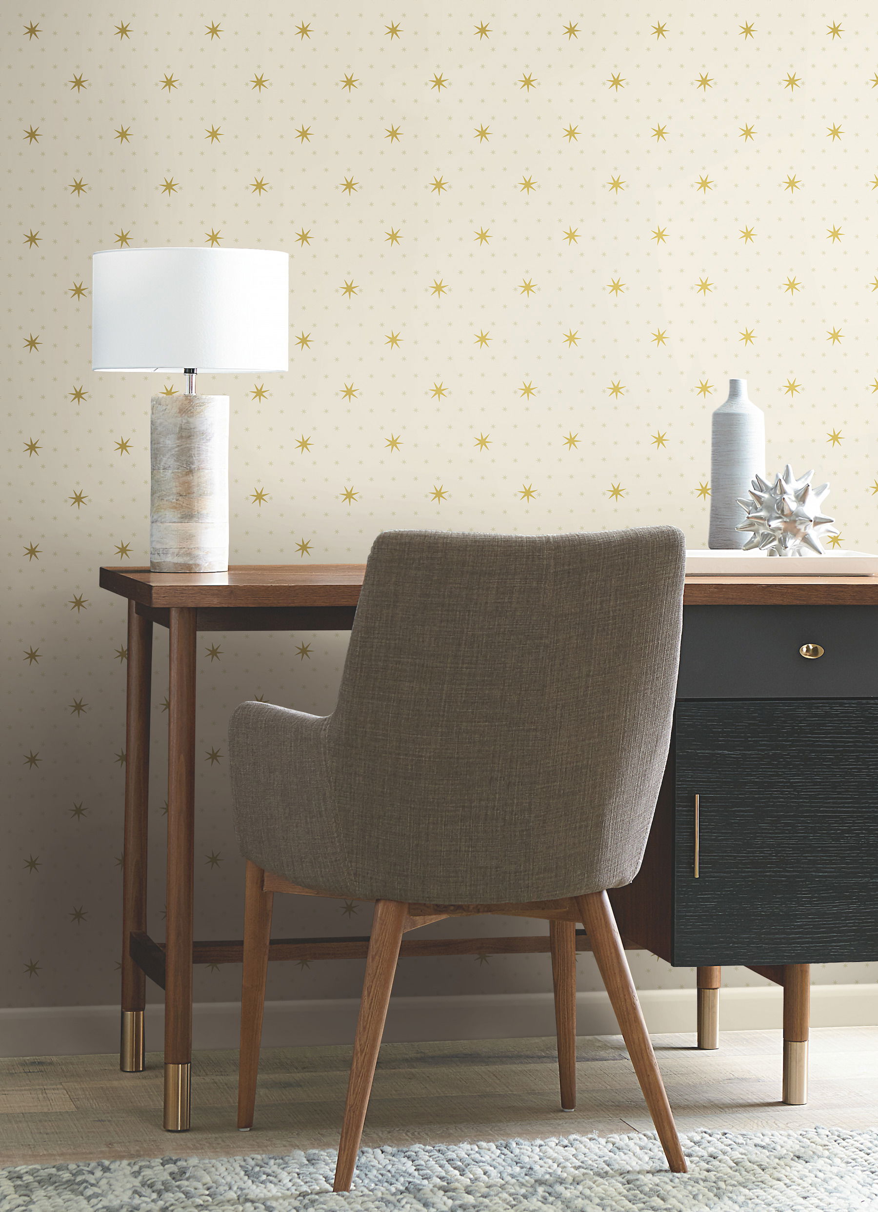Stella Star Off White Metallic Wallpaper large image 