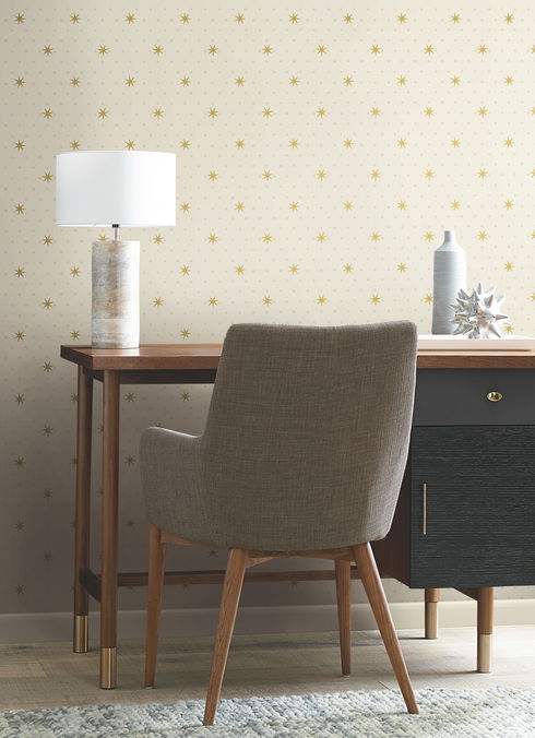 Stella Star Off White Metallic Wallpaper