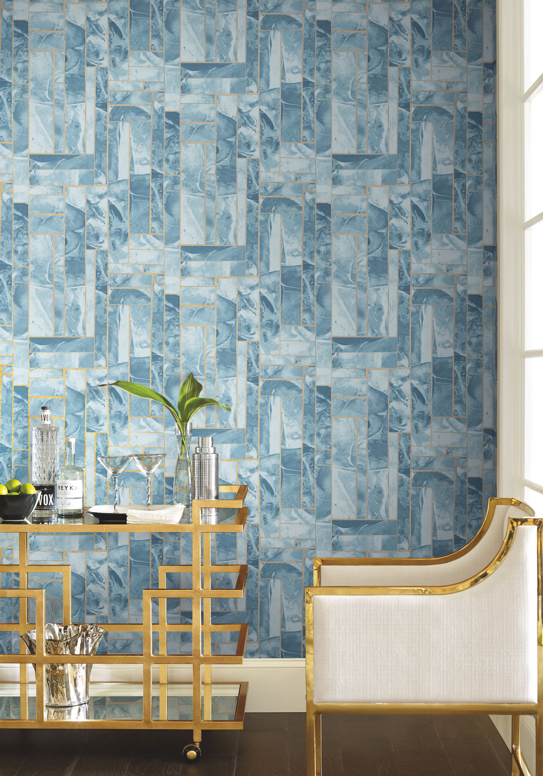 Moonbeams Indigo Wallpaper, by York Wall, 24' length x 3' width x 0.02" depth View 2