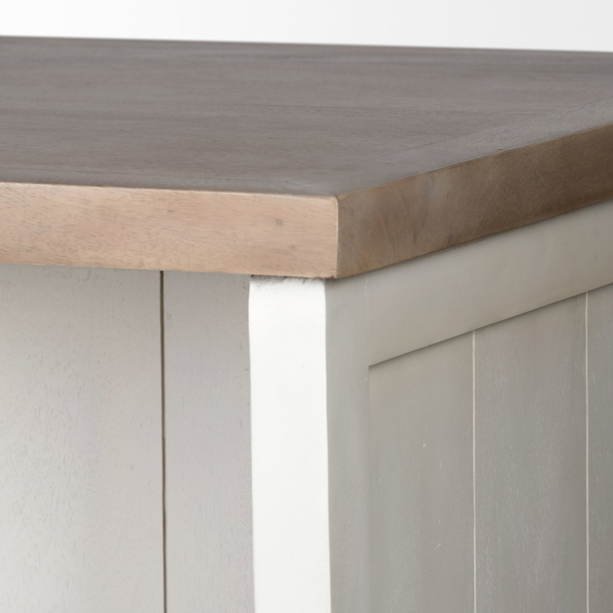 Fairview II White and Brown Two-Tone Stain Solid Wood Kitchen Island, by Mercana, 60" length x 30" width x 34.5" height View 8