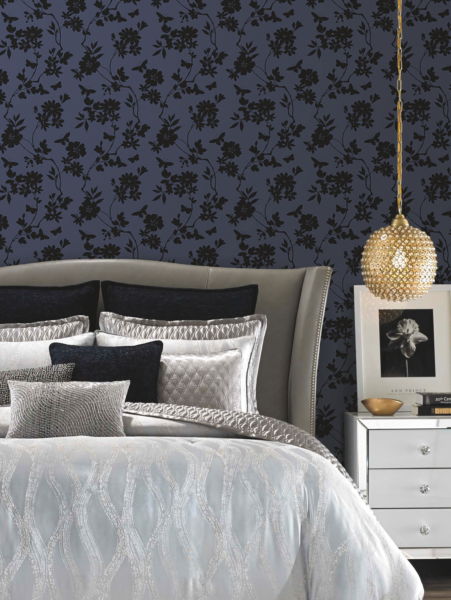 Flutter Vine Blue & Black Wallpaper large image 