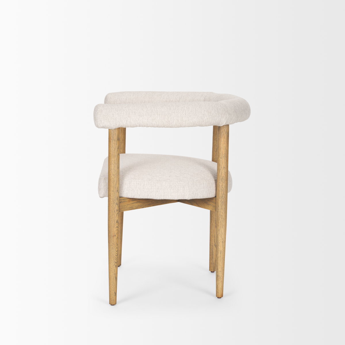 Arden Curved Back Dining Side Chair | Cream Twill with Brown Wood, Dining Chair by Mercana, 26" length x 21.5" width x 28" height View 4