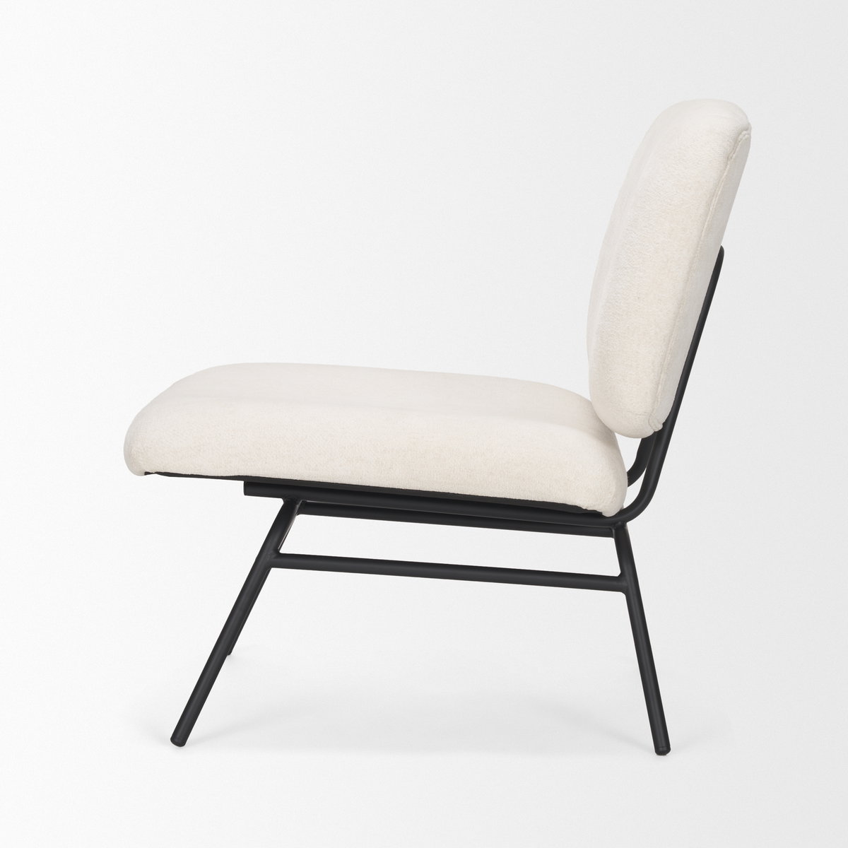 Nora Cream Fabric with Matte Black Metal Legs Accent Chair, by Mercana, 30.79" length x 25.39" width x 31.89" height View 6