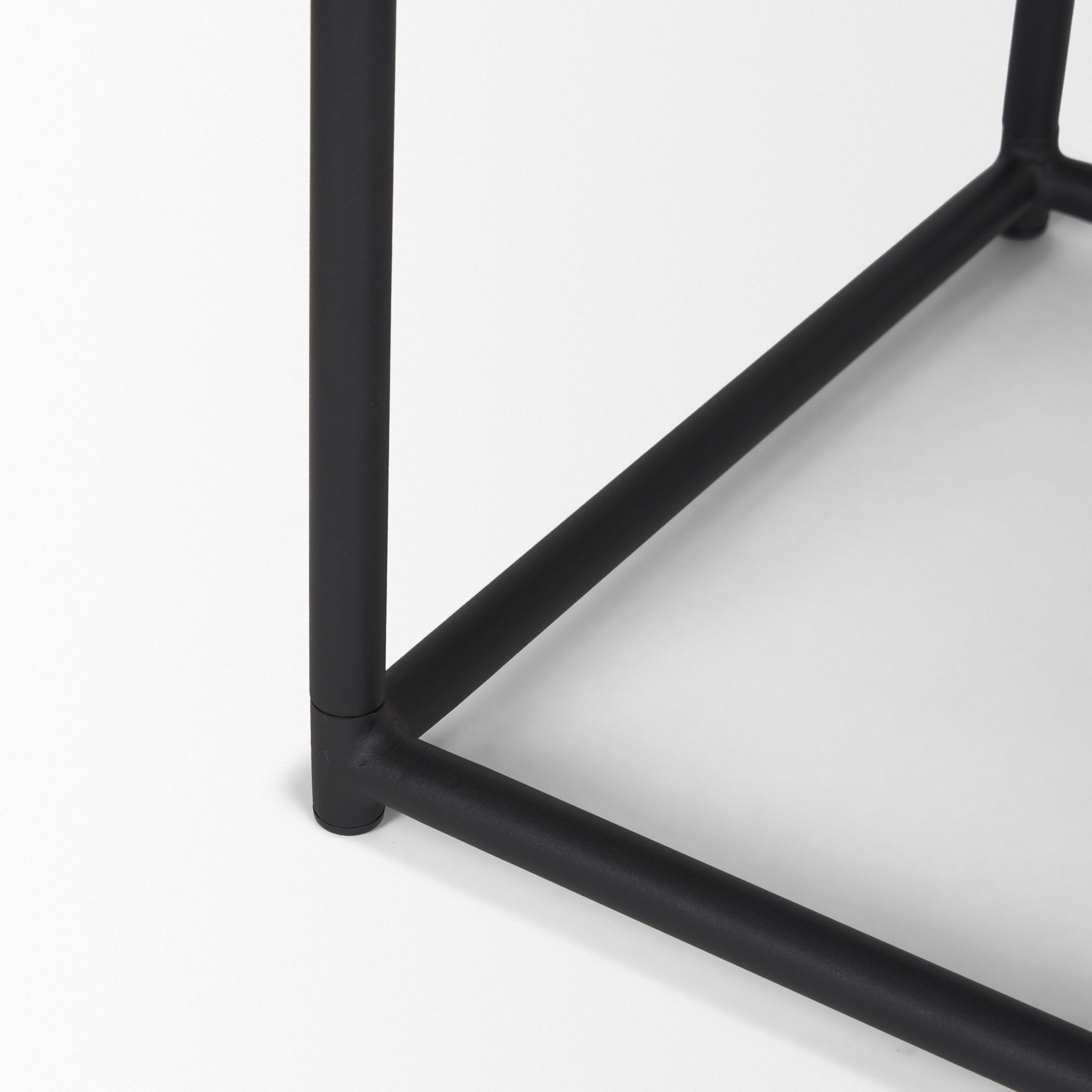 Taniel Brown Leather with Black Metal Stool, Ottoman by Mercana, 23.25" length x 16" width x 17.5" height View 8