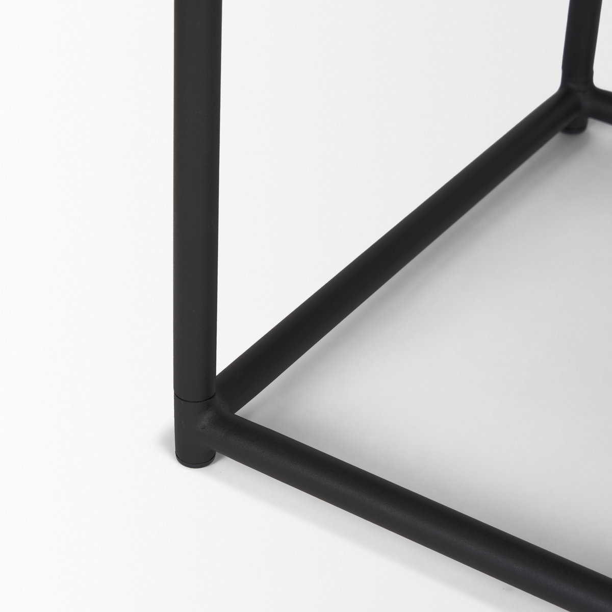 Taniel Brown Leather with Black Metal Stool, Ottoman by Mercana, 23.25" length x 16" width x 17.5" height View 8