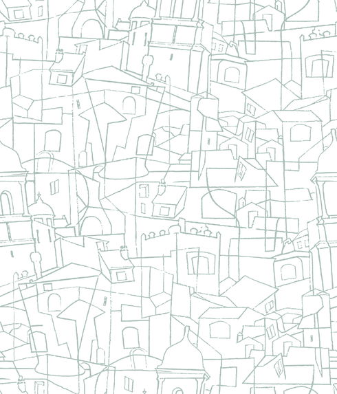 Cubist Cityscape Grey Peel & Stick Wallpaper