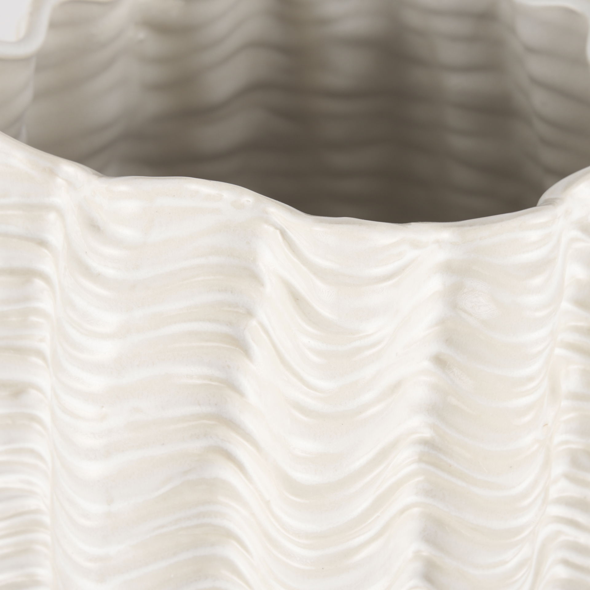 Velia Tall Seashell Sculptural Cream Glazed Ceramic Vase, by Mercana, 12.5" length x 12.5" width x 24" height View 6