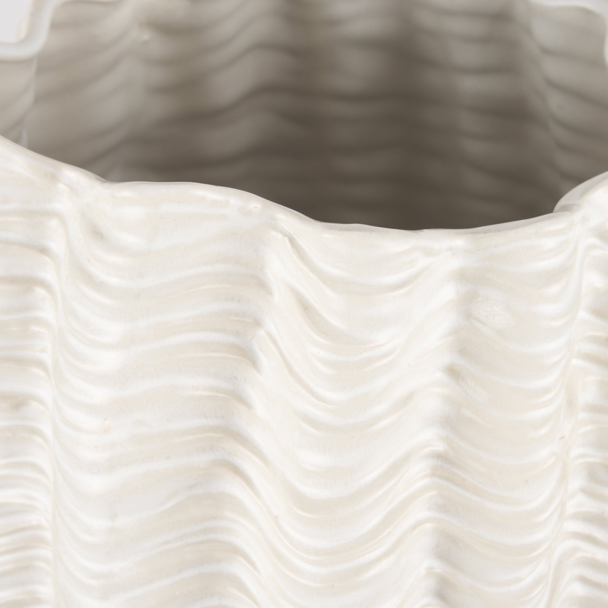 Velia Tall Seashell Sculptural Cream Glazed Ceramic Vase, by Mercana, 12.5" length x 12.5" width x 24" height View 6