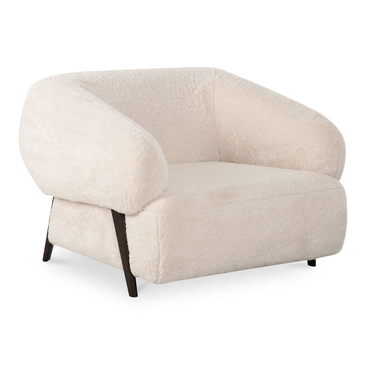 Devlin Lounge Chair Cream Faux Fur, Accent Chair by Moe's Home, 40.55" width x 29.5" height x 40.16" depth View 2