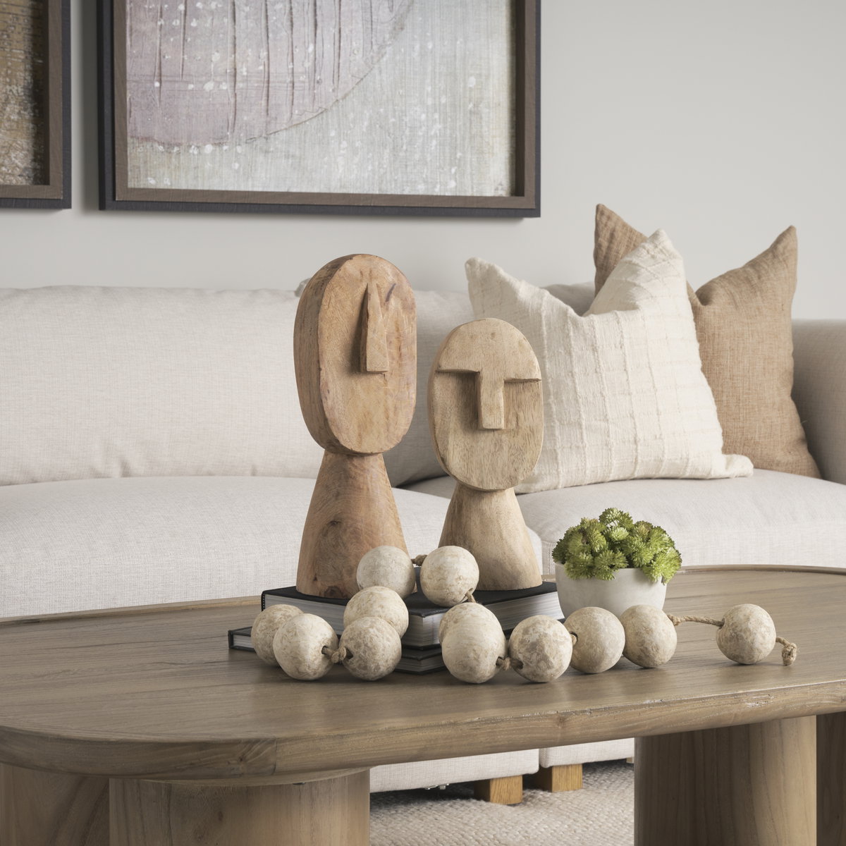 Ivan Large Wooden Head Sculpture, Decorative Object by Mercana, 5.12" length x 4.72" width x 15.35" height View 4