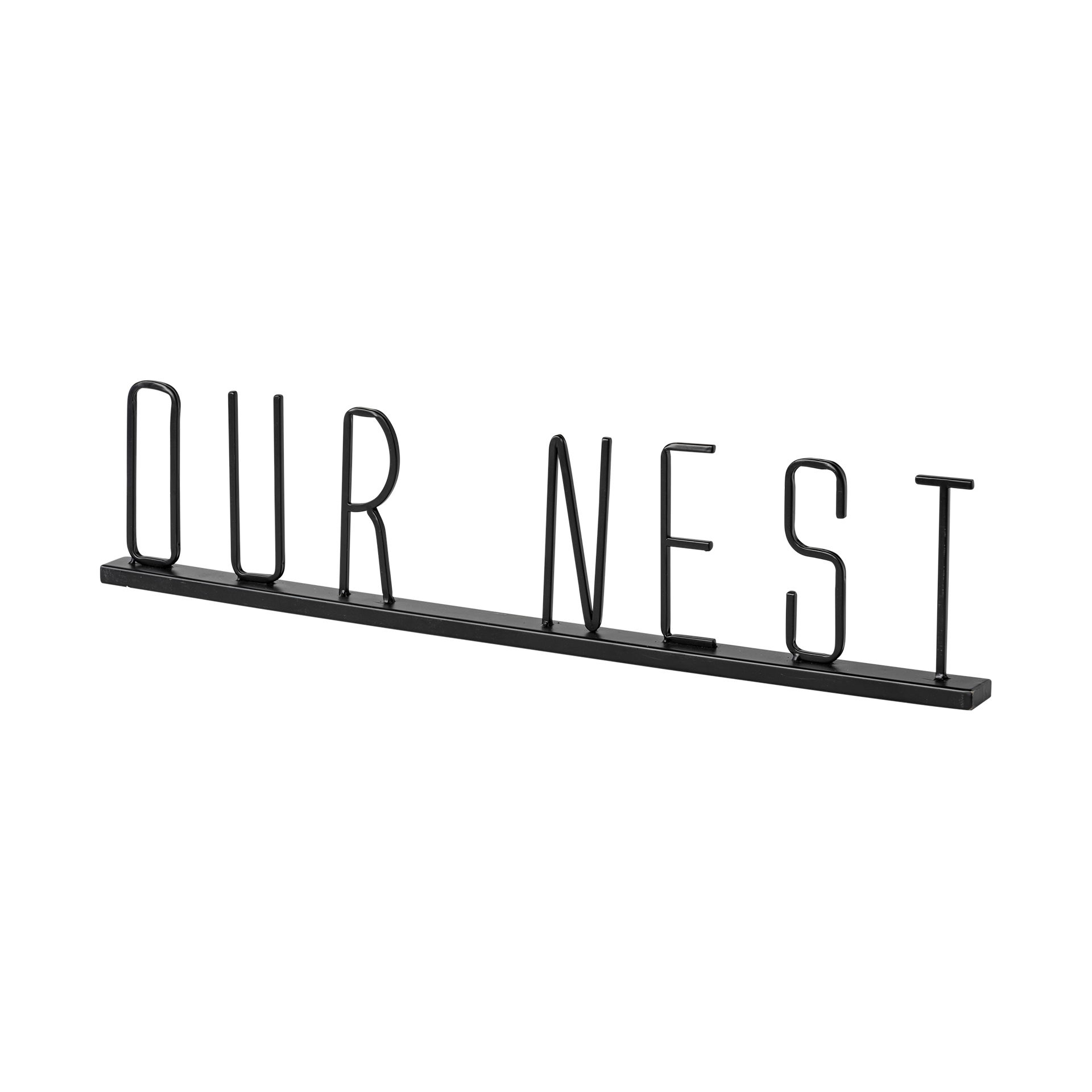 Our Nest 24L x 1W Black Metal Sign, Decorative Object by Mercana, 23.62" length x 1.18" width x 5.31" height View 1
