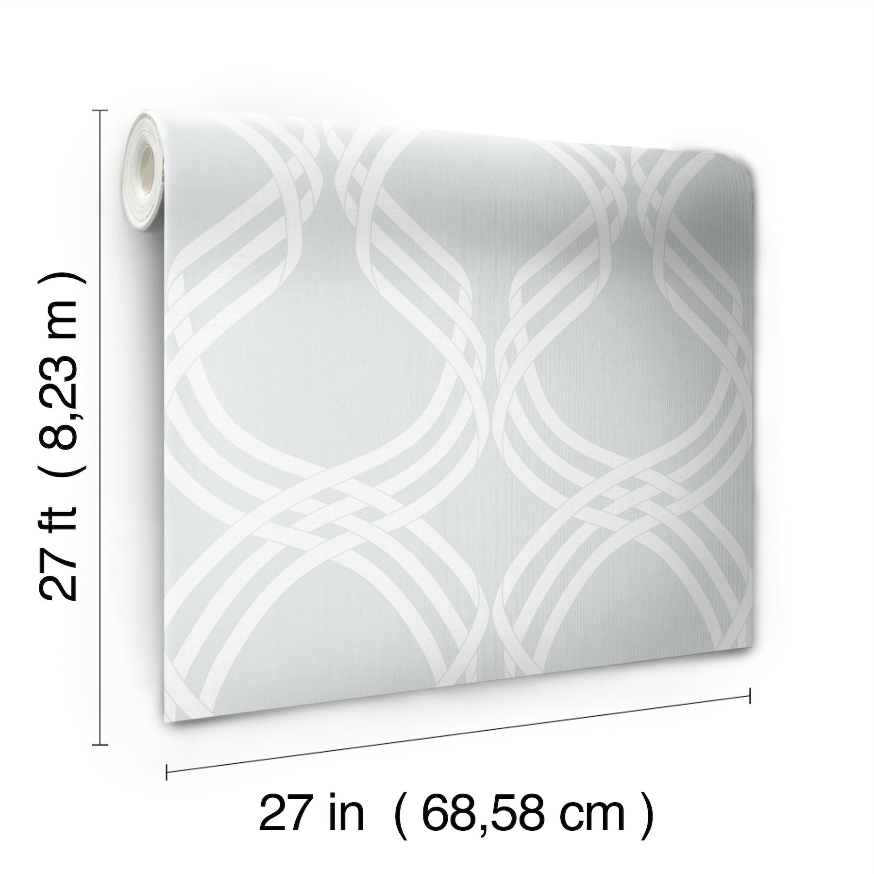 Grey & White Dante Ribbon Wallpaper large image 