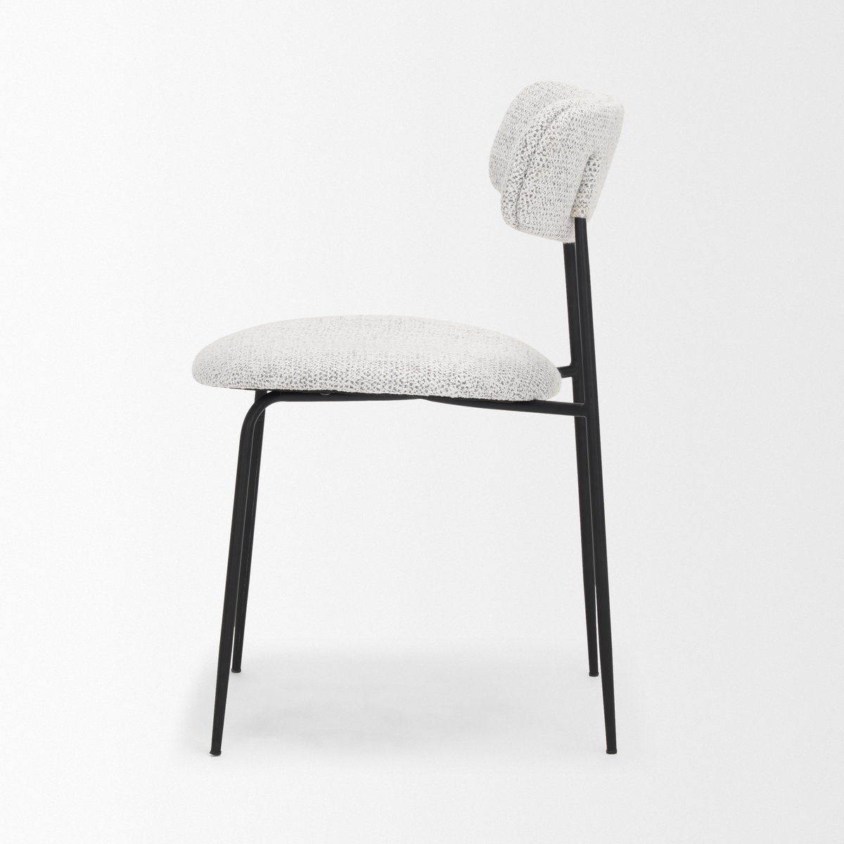 Casey Curved Back Dining Side Chair | Gray Fabric with Black Metal, Dining Chair by Mercana, 21.26" length x 20.08" width x 31.25" height View 8