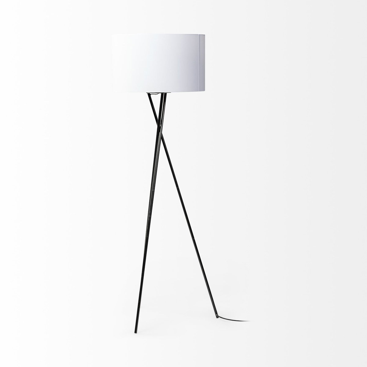 Ambrose 20.0L x 20.0W x 61.8H Black Metal with White Fabric Shade Floor Lamp, by Mercana, 22" length x 22" width x 65.5" height View 7