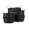 Ella 9.8L x 9.8W x 11.0H (Set of 3) Black Seagrass Basket with Light Brown Handles thumbnail 0
