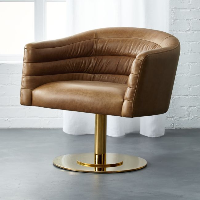 Online Designer Business/Office Cupa Saddle Leather Swivel Base Chair