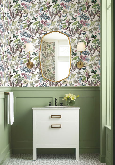 Butterfly House White & Fuchsia Wallpaper