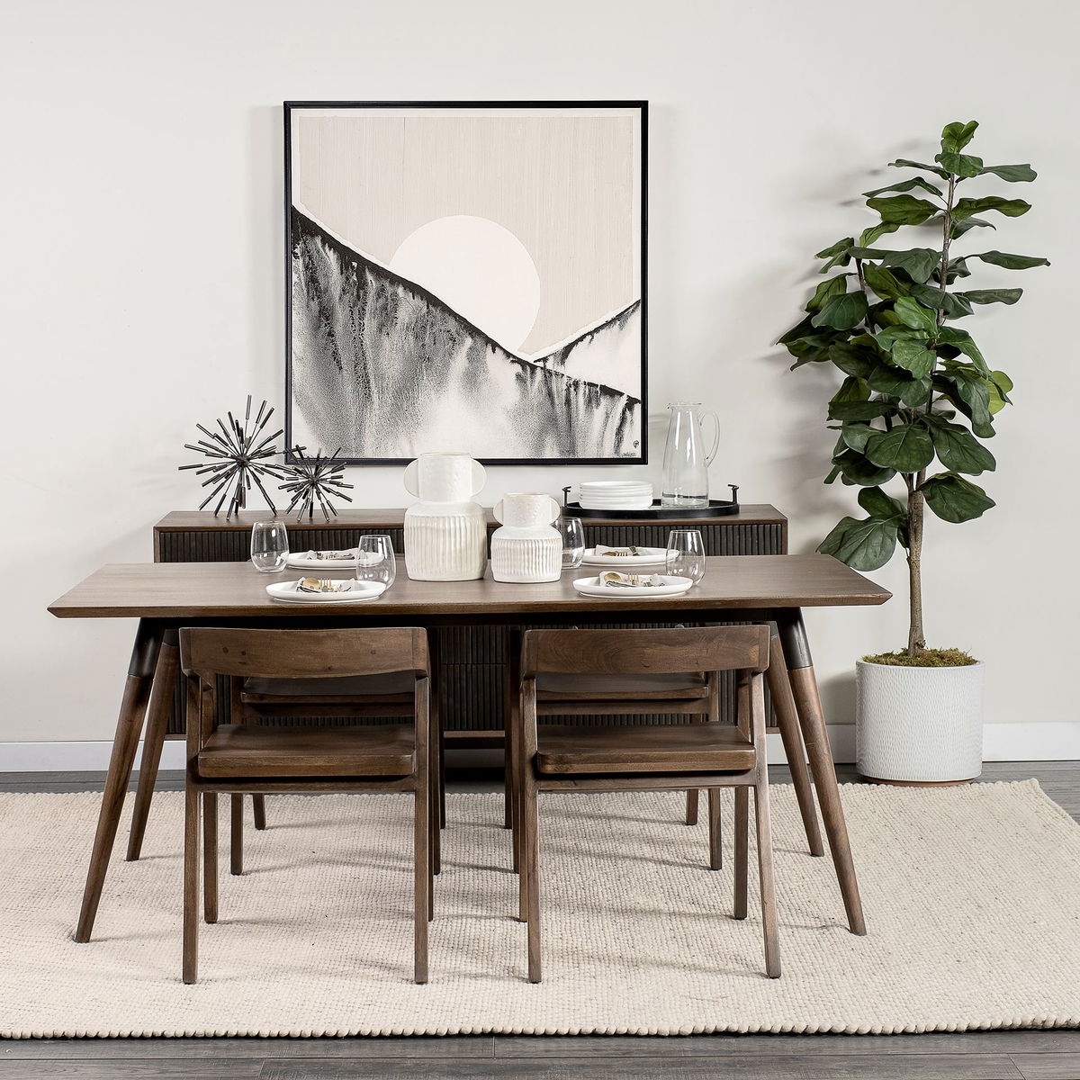 Nicholas 72'L x 39'W Dining Table | Modern | Brown Wood & Metal/Wood | Seats 6, by Mercana, 72" length x 39" width x 30" height View 2