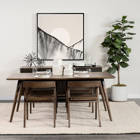 Nicholas 72"L x 39"W Dining Table | Modern | Brown Wood & Metal/Wood | Seats 6