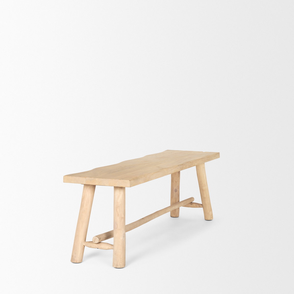 Sekou Light Brown Wooden Craftsman Bench, Benche by Mercana, 56" length x 16" width x 19" height View 6