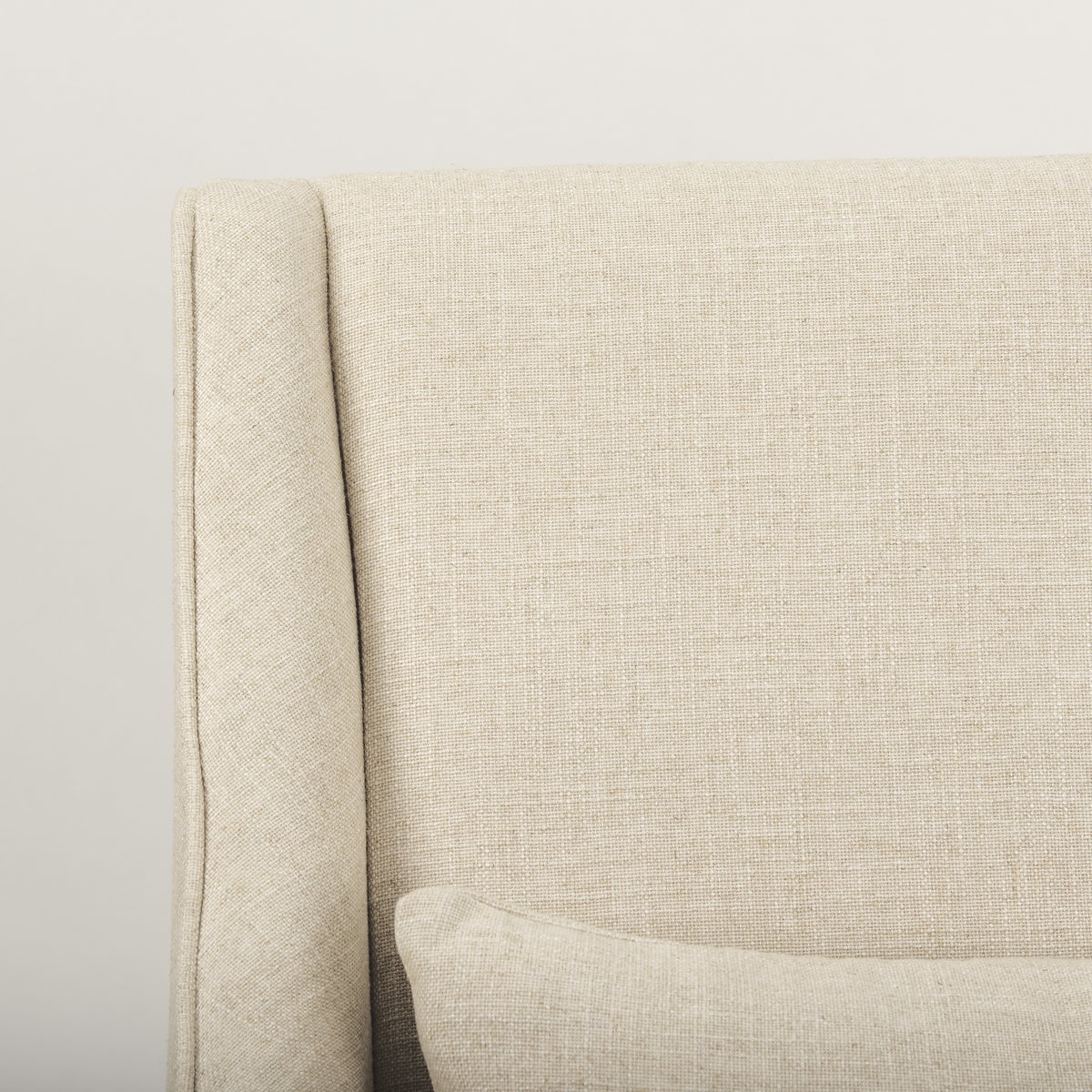 Kensington Cream Linen Fabric and Wood Accent Chair, by Mercana, 28.25" length x 29.5" width x 35.75" height View 9