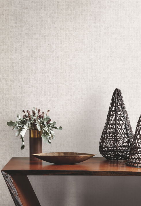 Leather Lux Off White Wallpaper