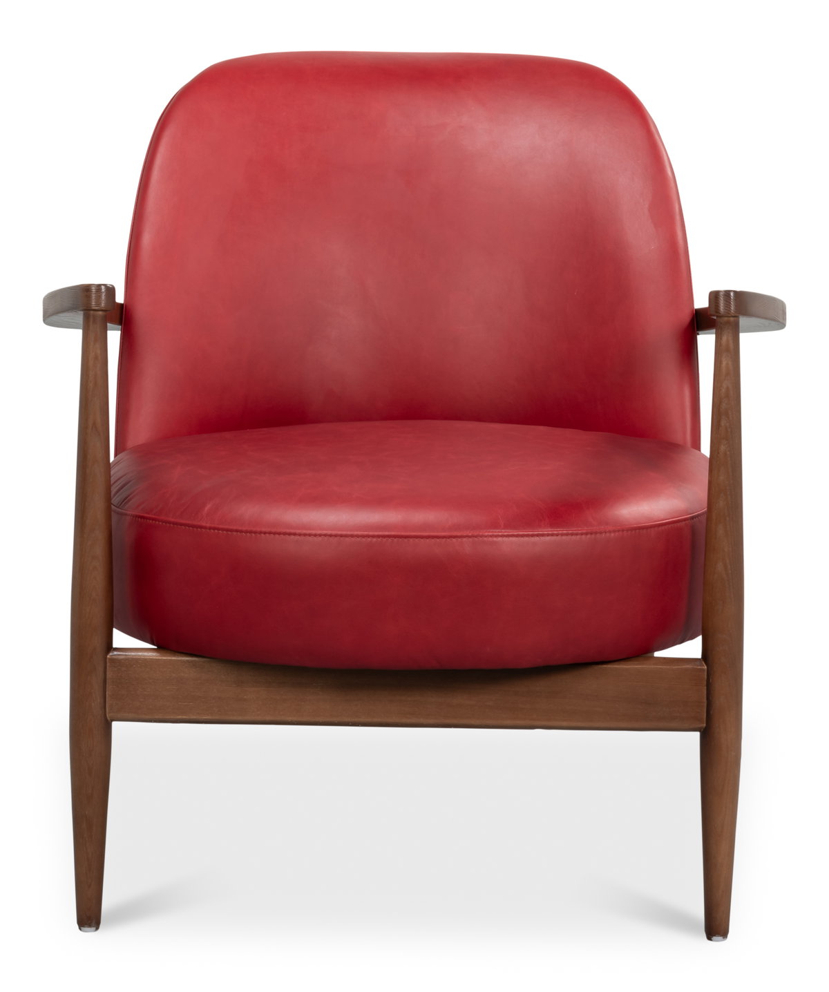 Pindar Armchair  Leather  New Rouge Red, by Sarreid, 2'7" length x 2'6" width x 2'6" height View 2