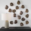 Pebbles Walnut Wood Wall Décor Set/9, Sculptural Wall Art by Uttermost, 6" width x 5" height x 2" depth thumbnail 4