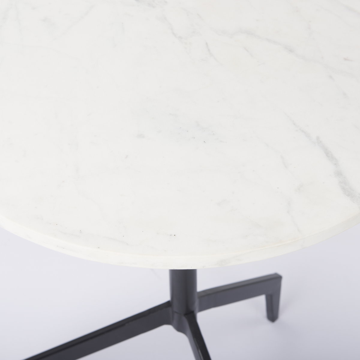 Serre Marble Top 3 Prong Black Metal Base End Table, Side & End Table by Mercana, 20" length x 22.5" width x 20" height View 6