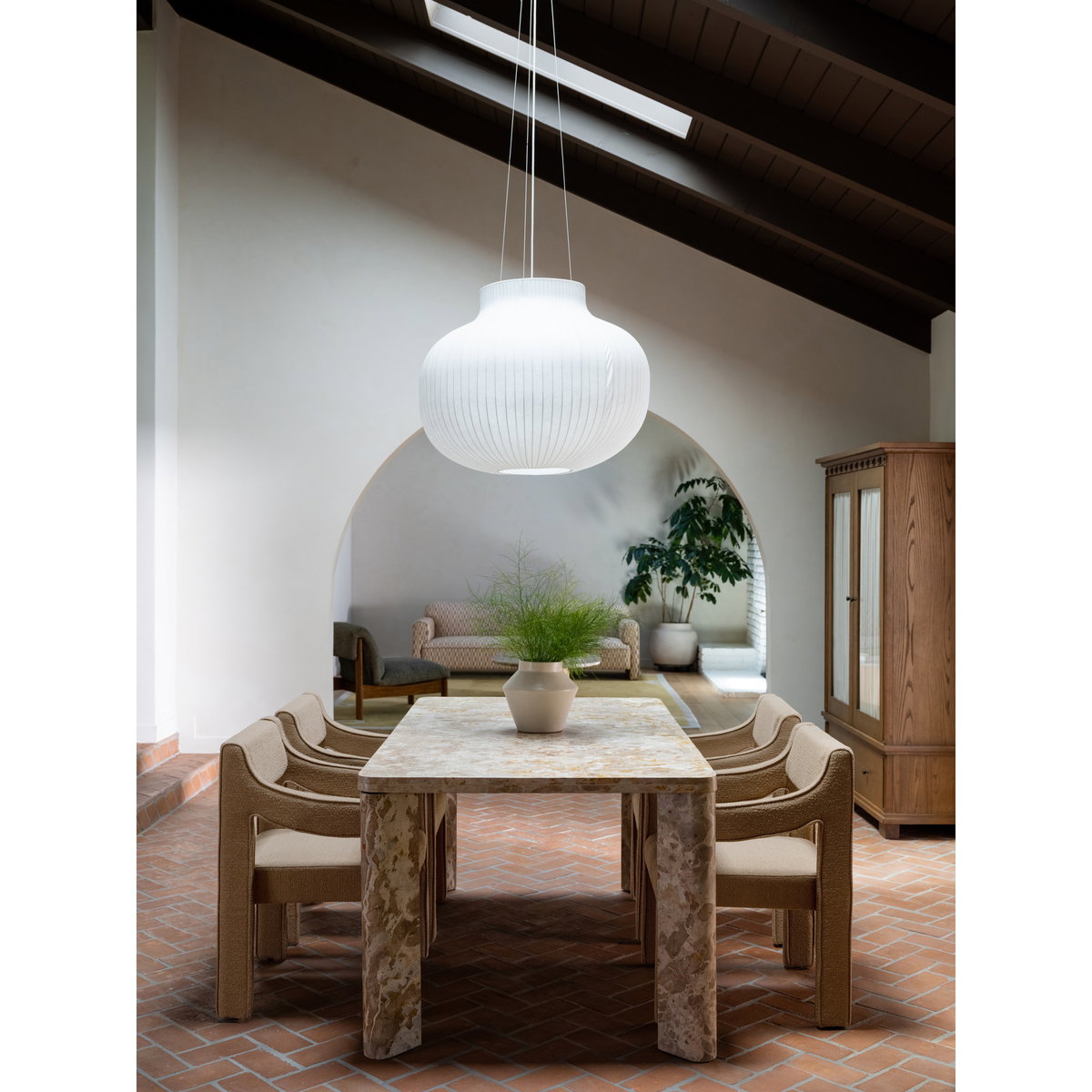 Segment Dining Table Panther Stone Beige, by Moe's Home, 72" width x 30" height x 39" depth View 11